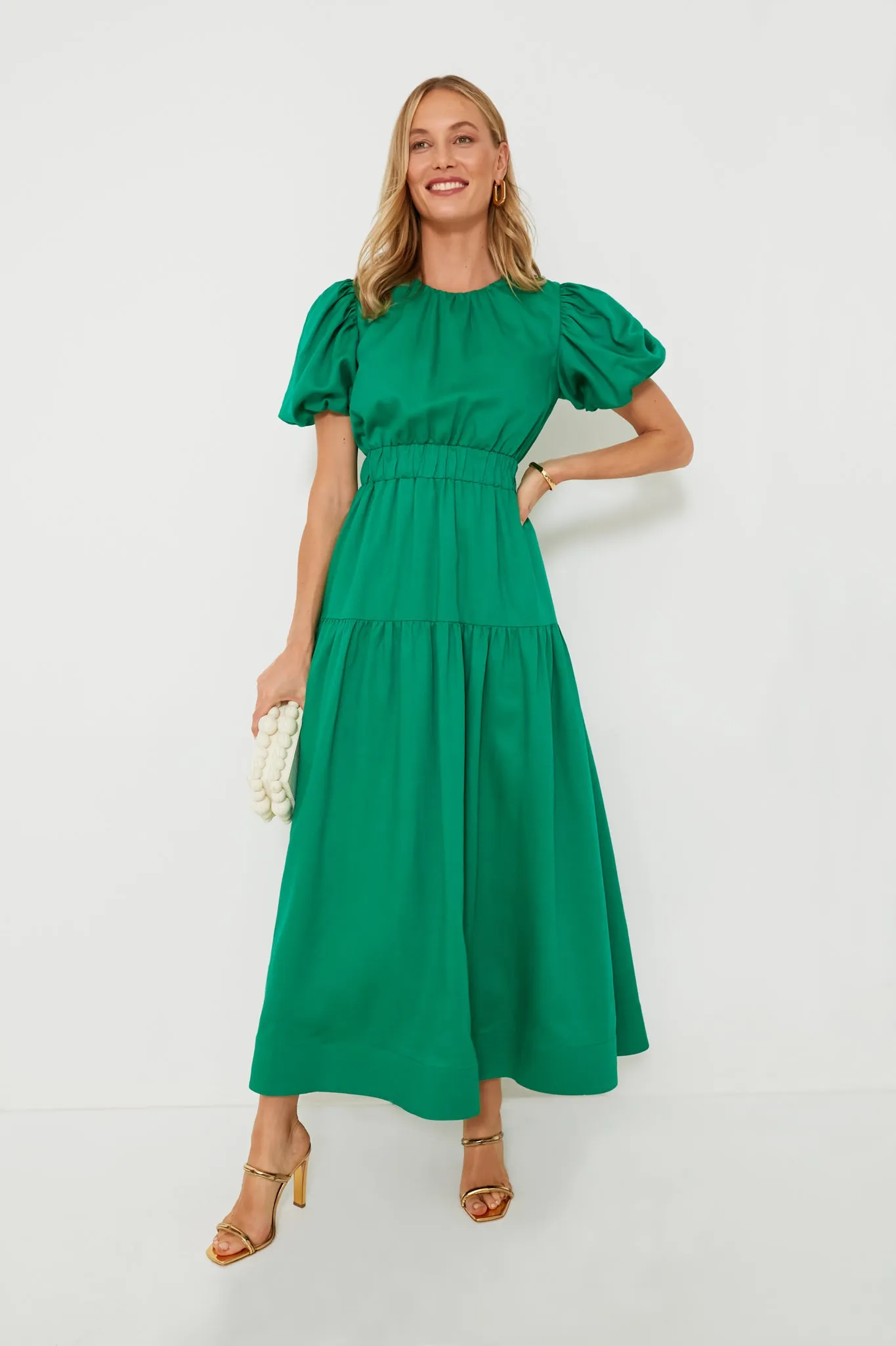 Green Puff Sleeve Ginny Maxi Dress