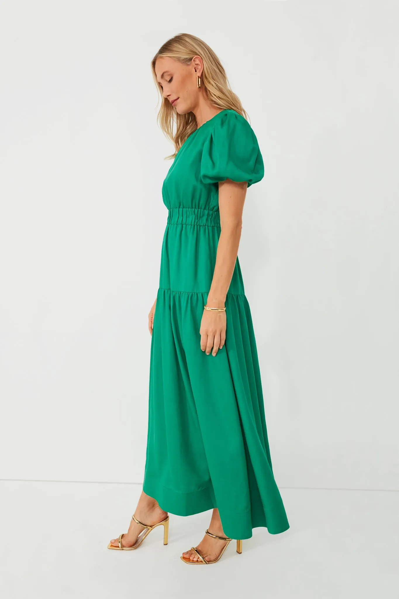 Green Puff Sleeve Ginny Maxi Dress