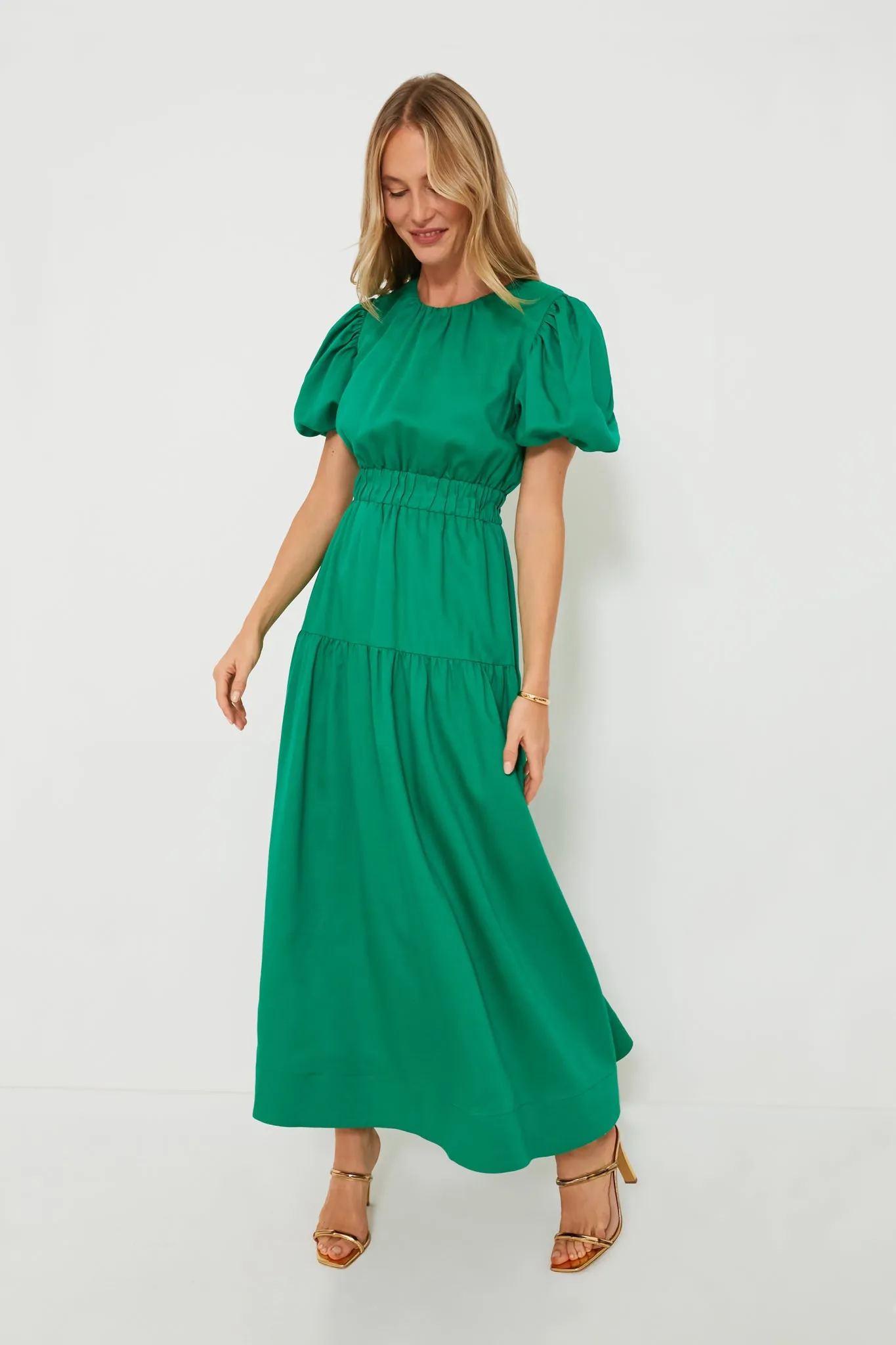 Green Puff Sleeve Ginny Maxi Dress