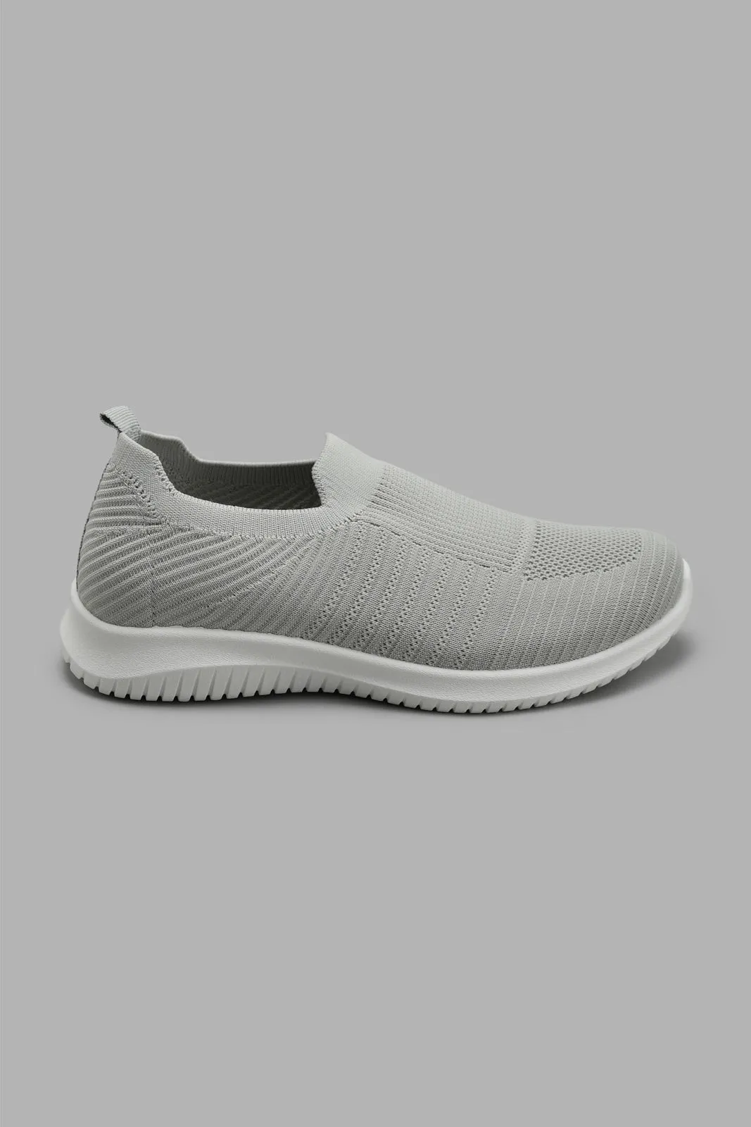 Grey Knitted Slip-On Trainers