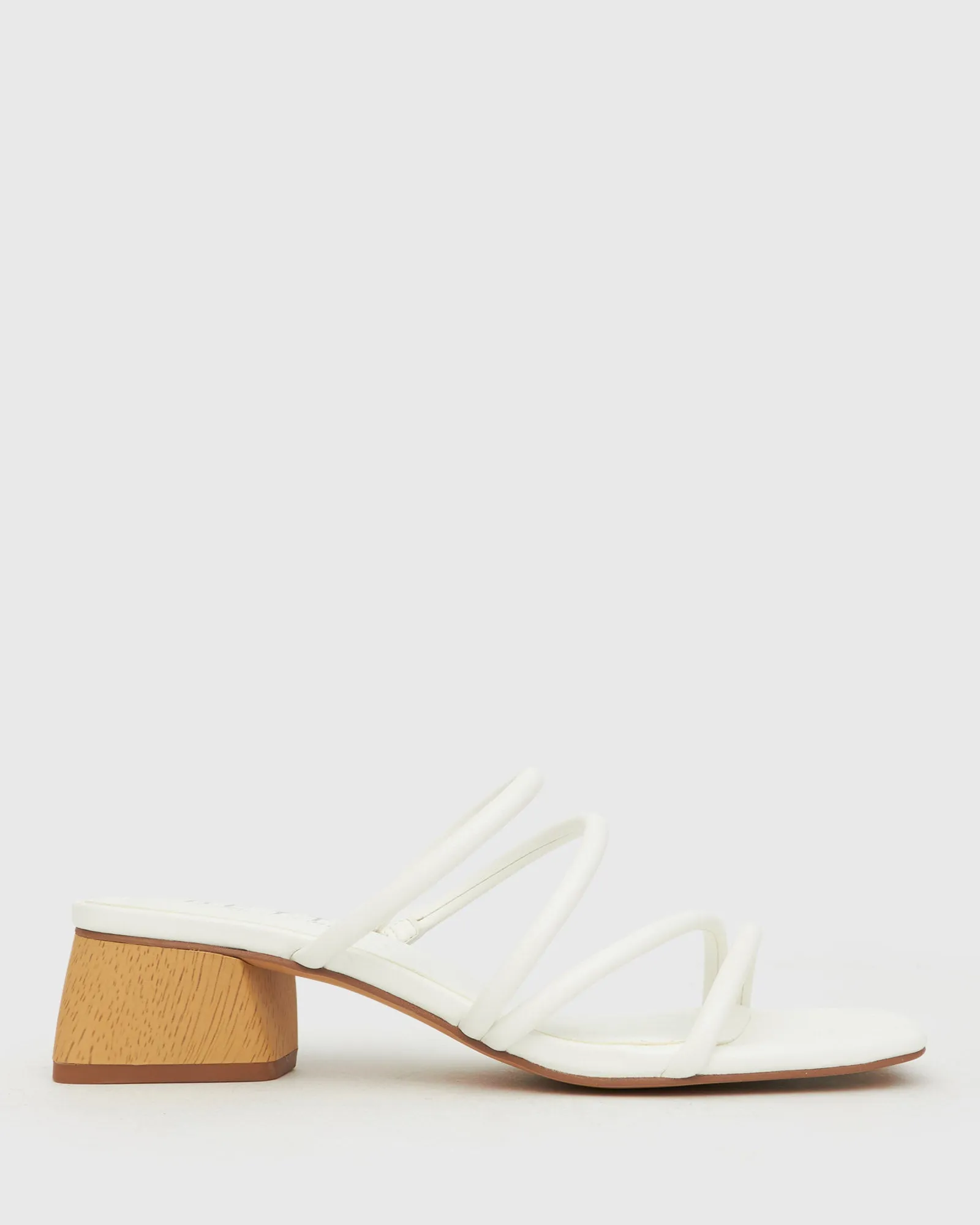 HALLIE Low Wooden Block Heel Mules