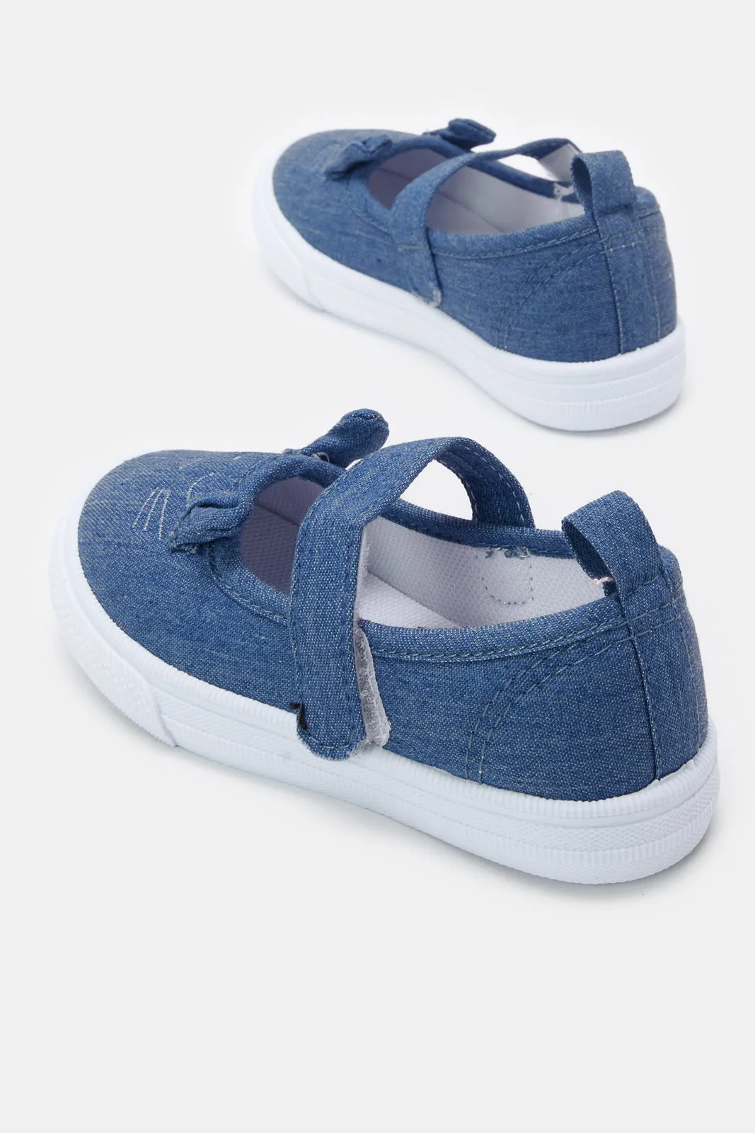 Infant Girls Navy Denim Bunny Themed Pump