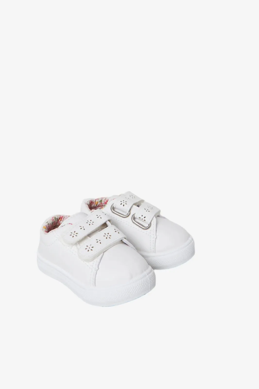 Infant Girls White Double Velcro Pump