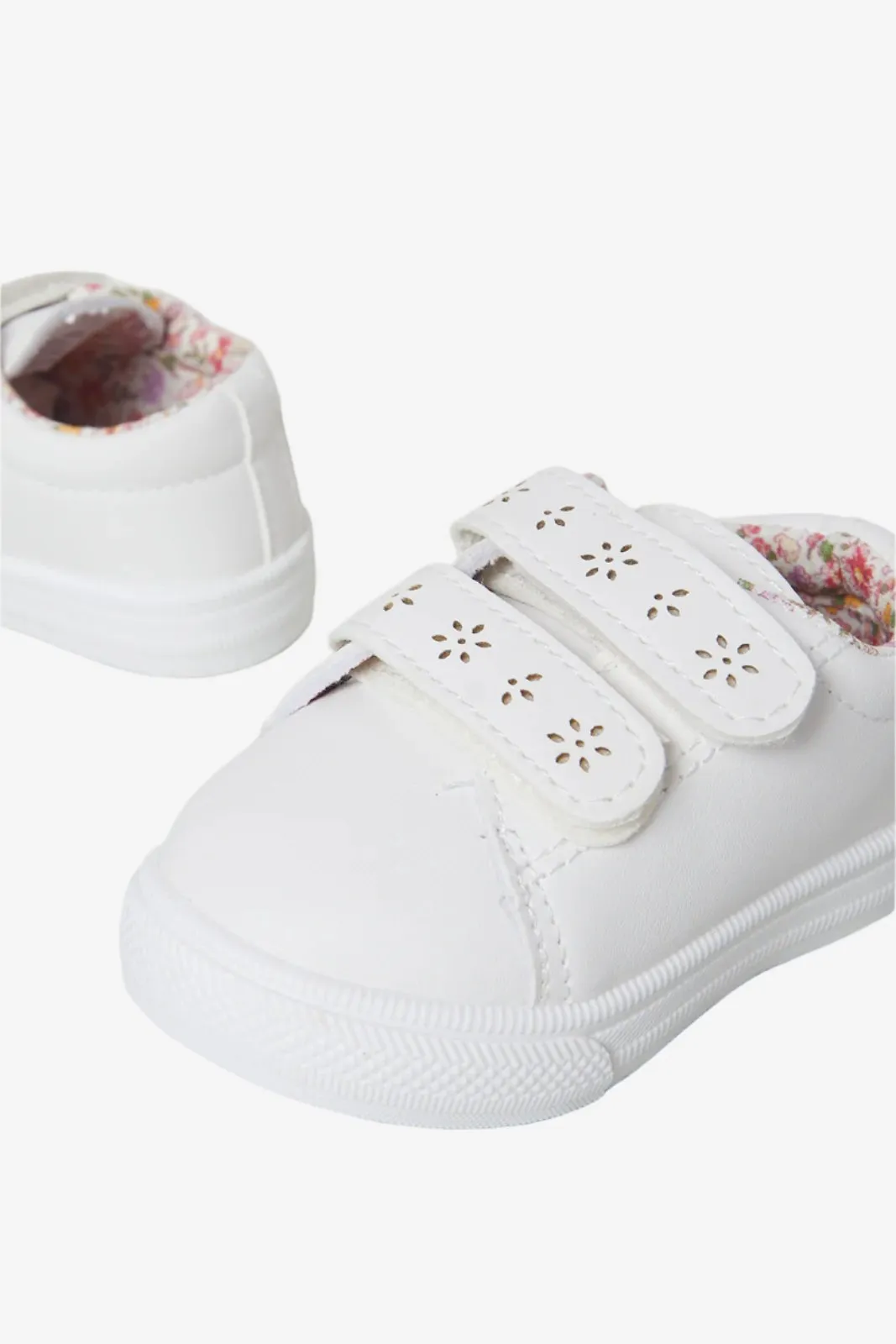 Infant Girls White Double Velcro Pump