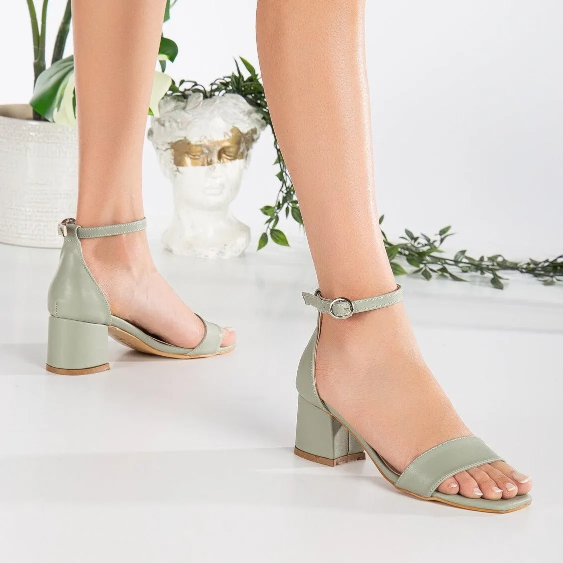 Iva - Sage Green Low Heel