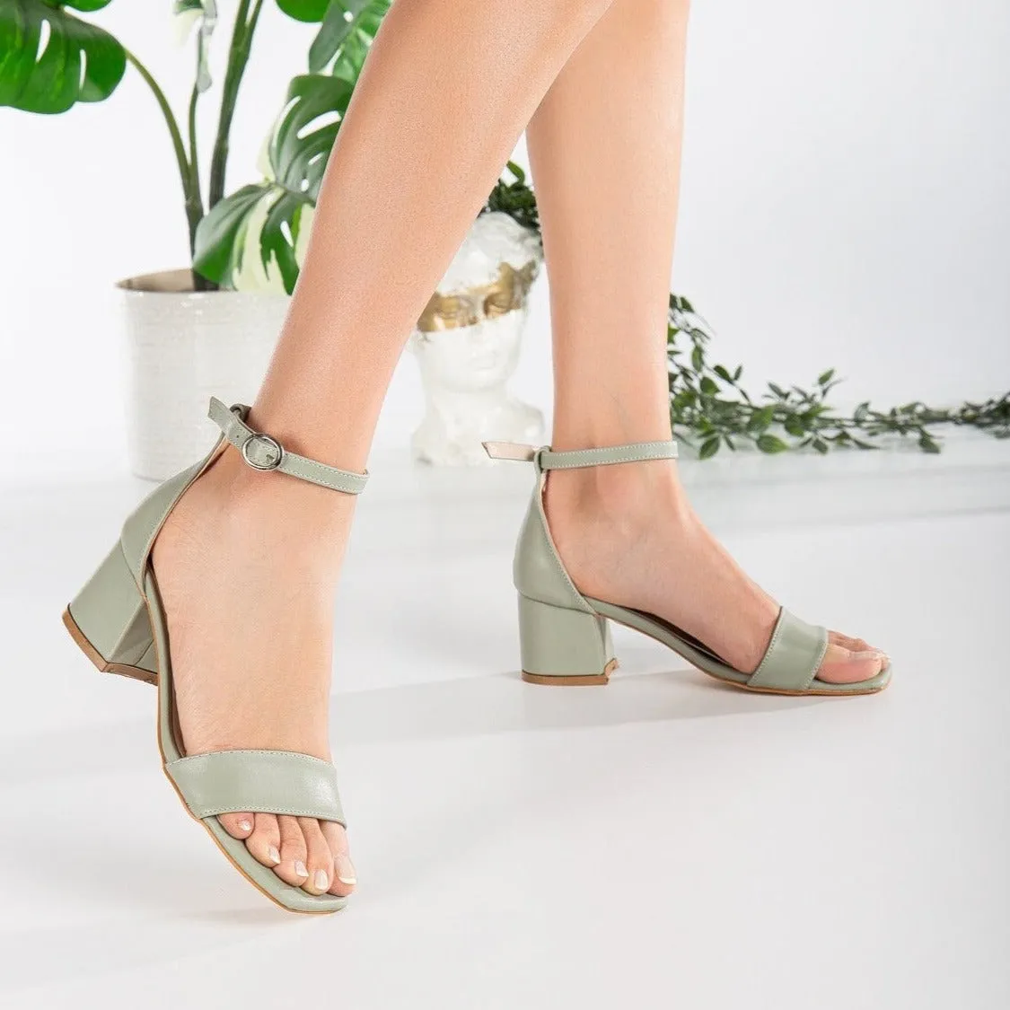 Iva - Sage Green Low Heel