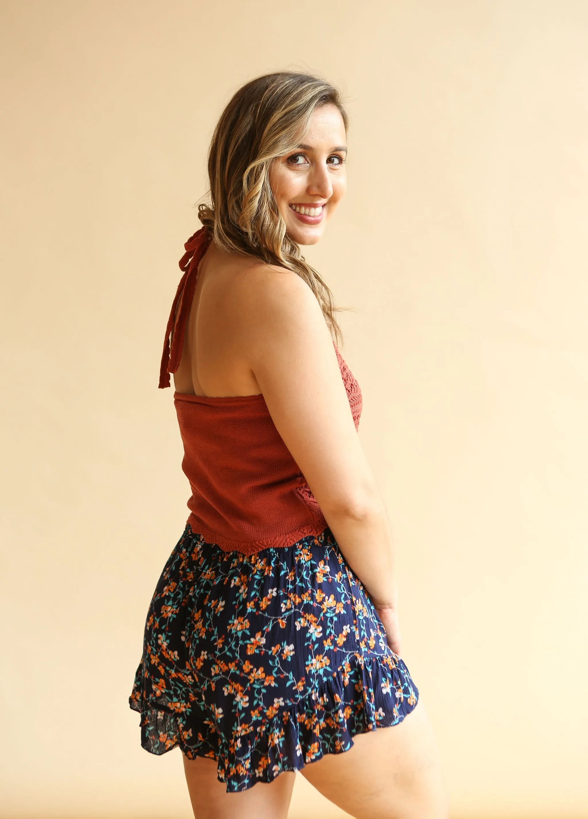 JUNE BUG Floral Ruffle Shorts