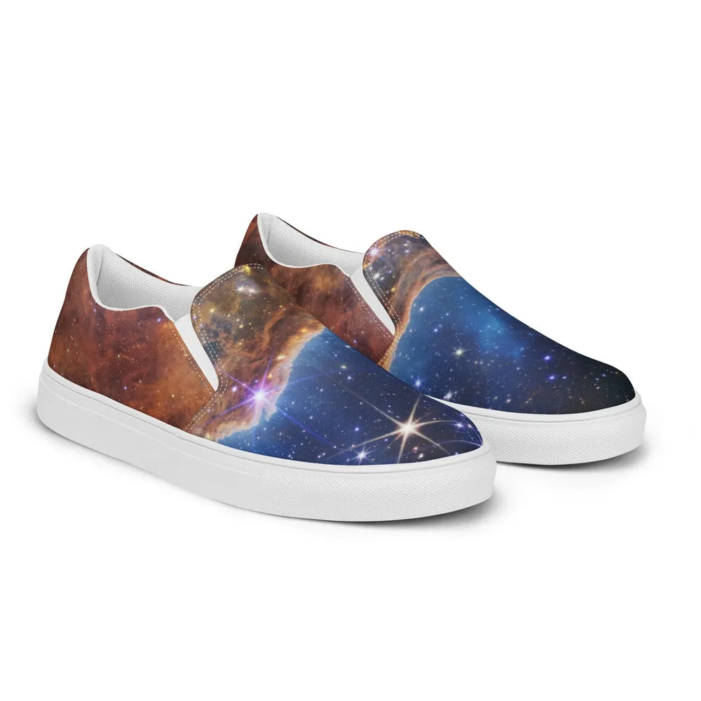 JWST Cosmic Cliffs Carina Nebula Canvas Slip-On Shoes (Women's Sizing)