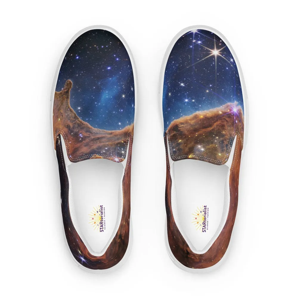 JWST Cosmic Cliffs Carina Nebula Canvas Slip-On Shoes (Women's Sizing)