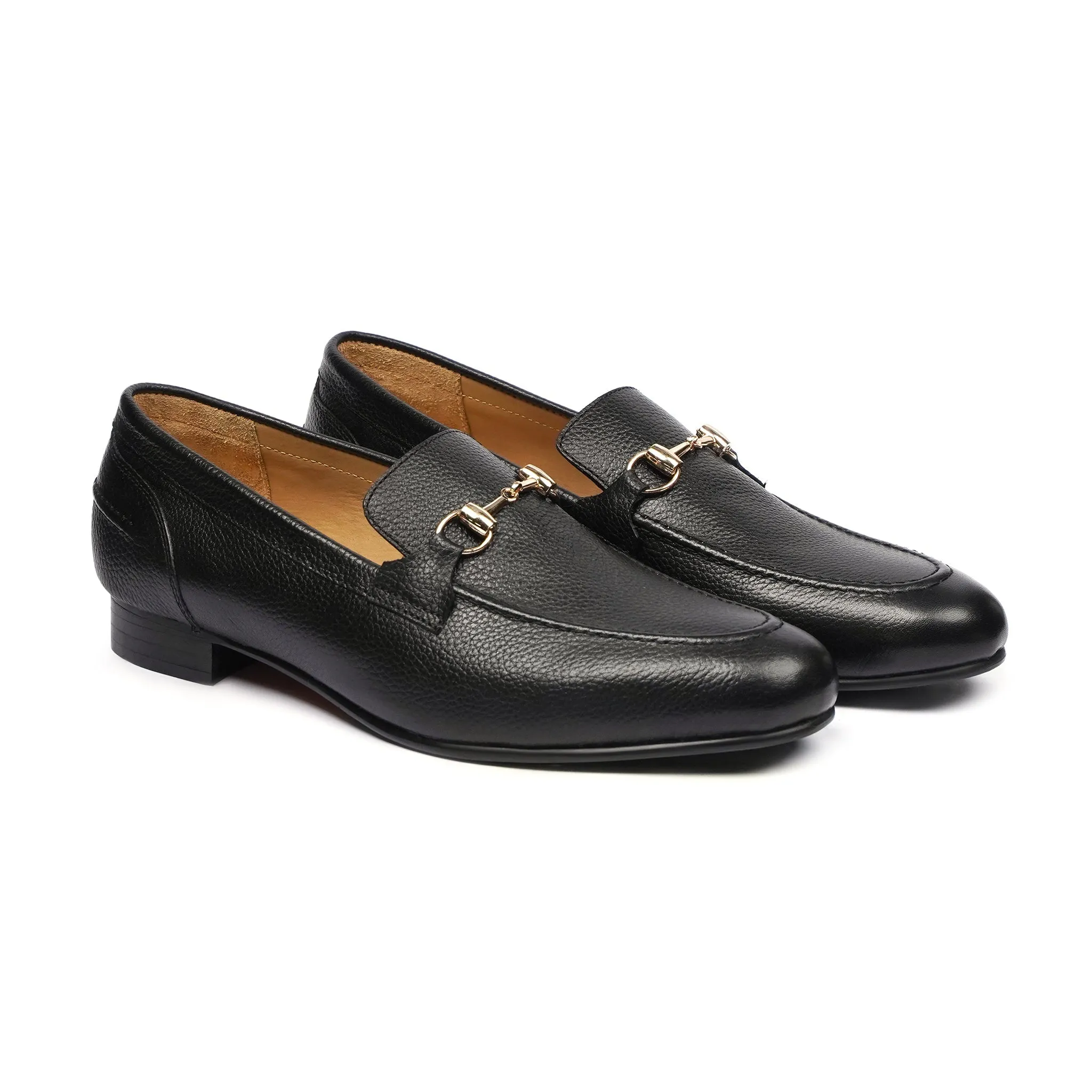 Kofu - Men's Black Pebble Grain Leather Loafer