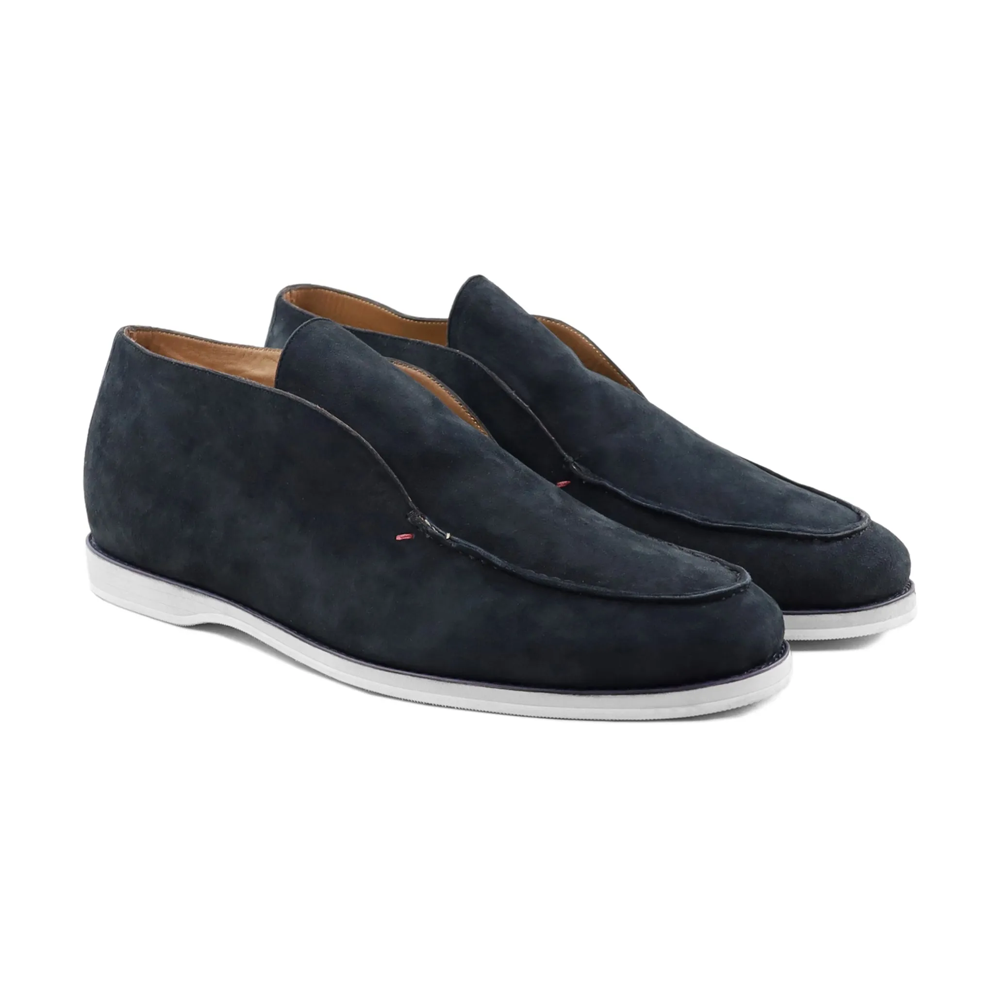 Kosuke - Men's Navy Blue Kid Suede Loafer