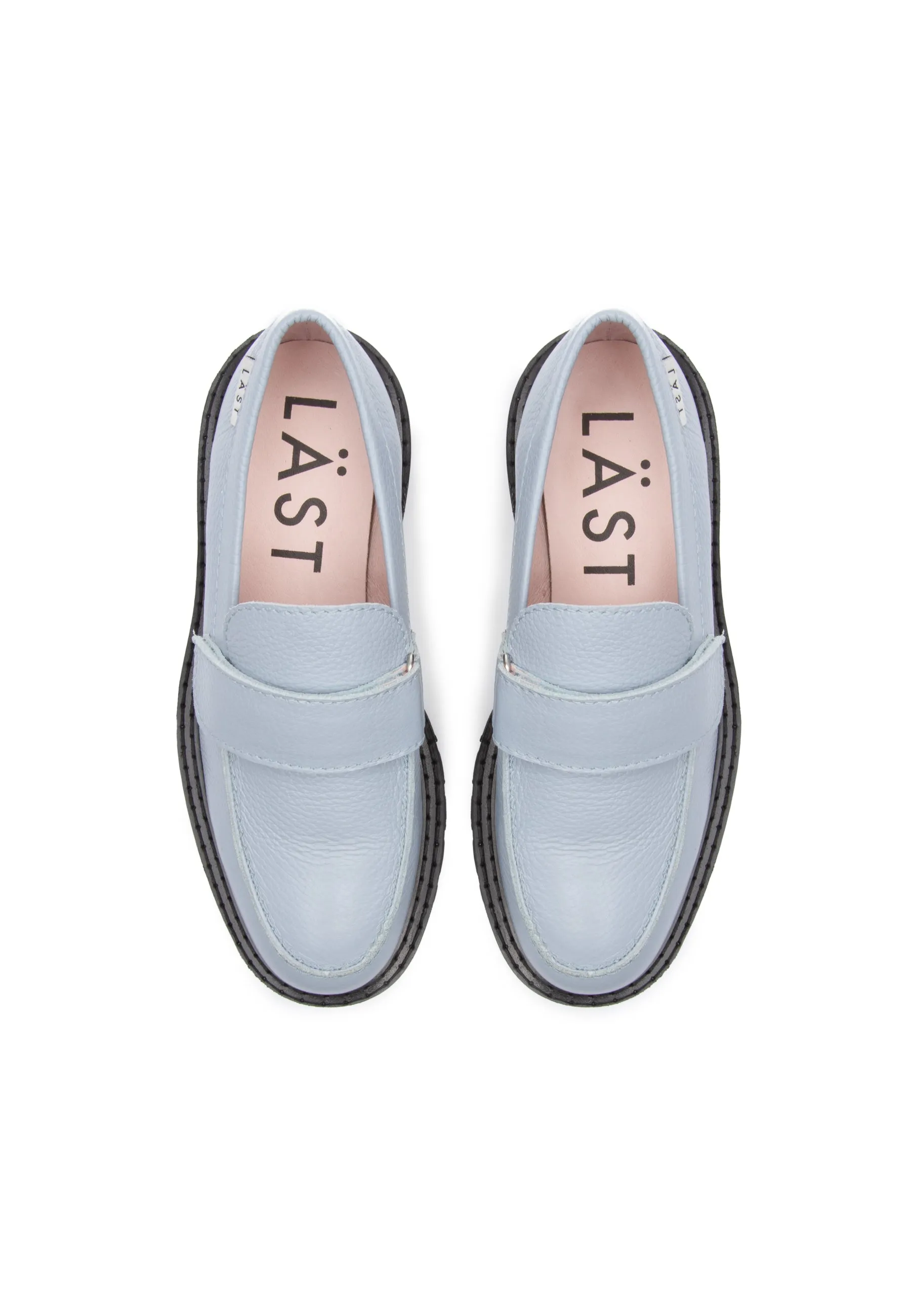 Lady Dusty Blue Leather Loafers