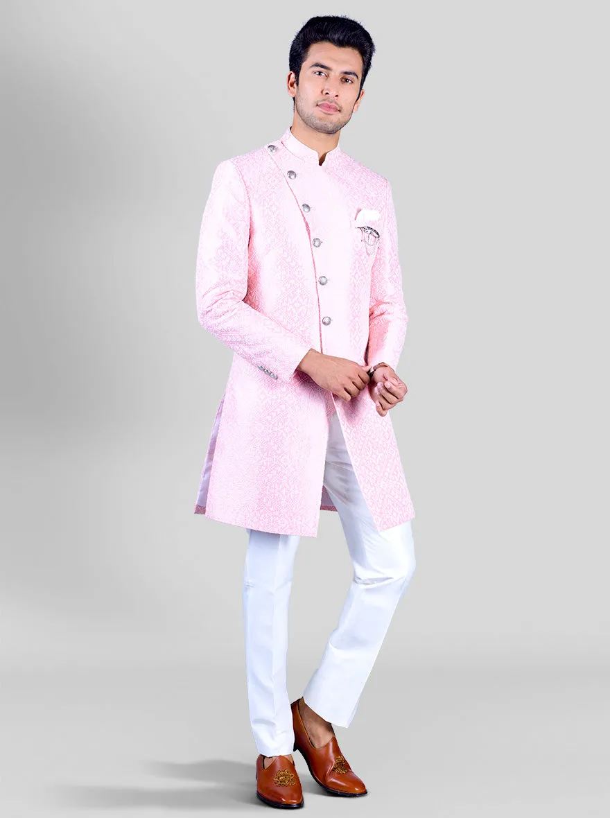 Light Pink & White Indowestern | Azania