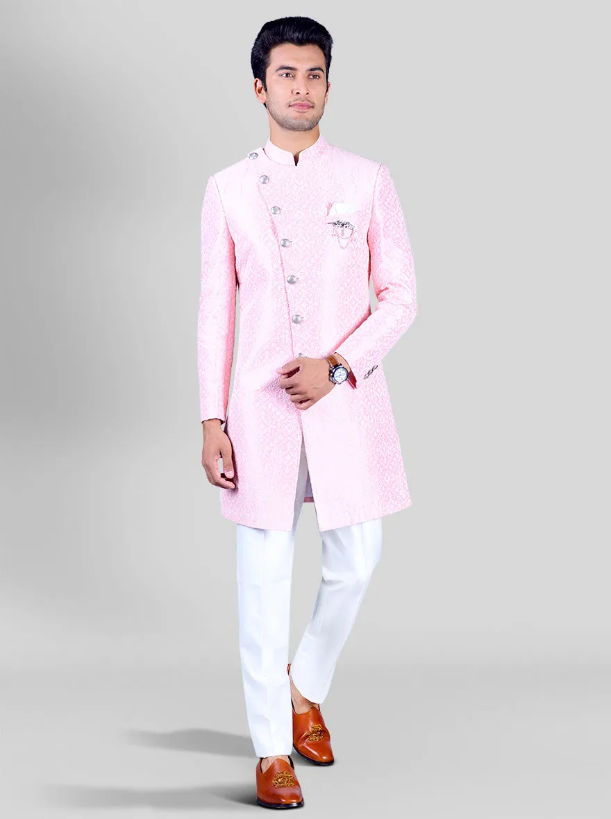 Light Pink & White Indowestern | Azania