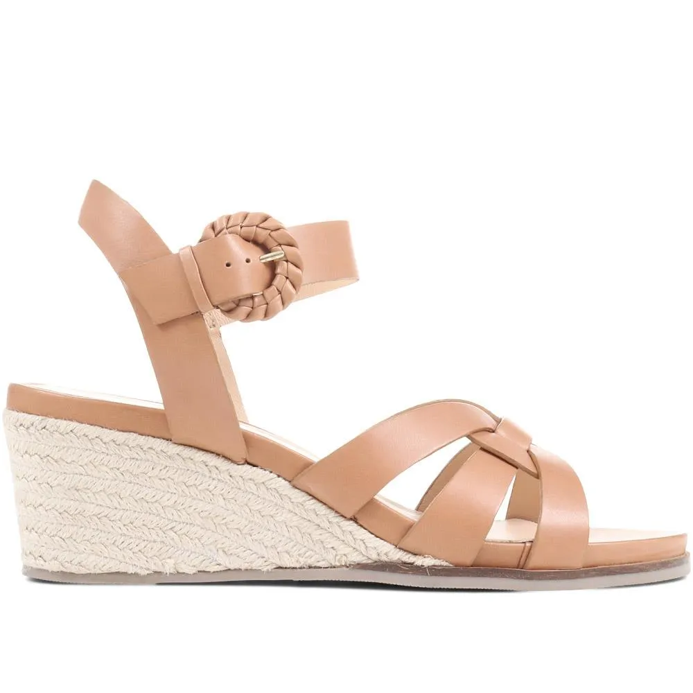 Loriana Leather Woven Wedge Sandals - LORIANA / 323 346