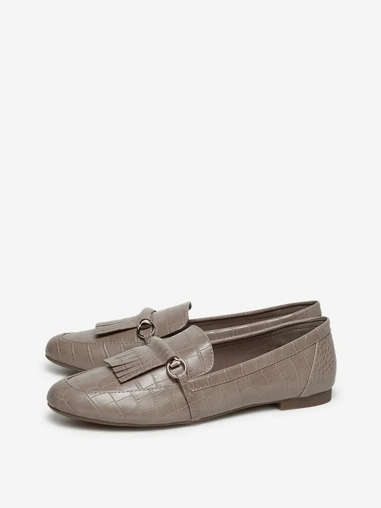 LUNA BLU Taupe Snake Pattern Loafers