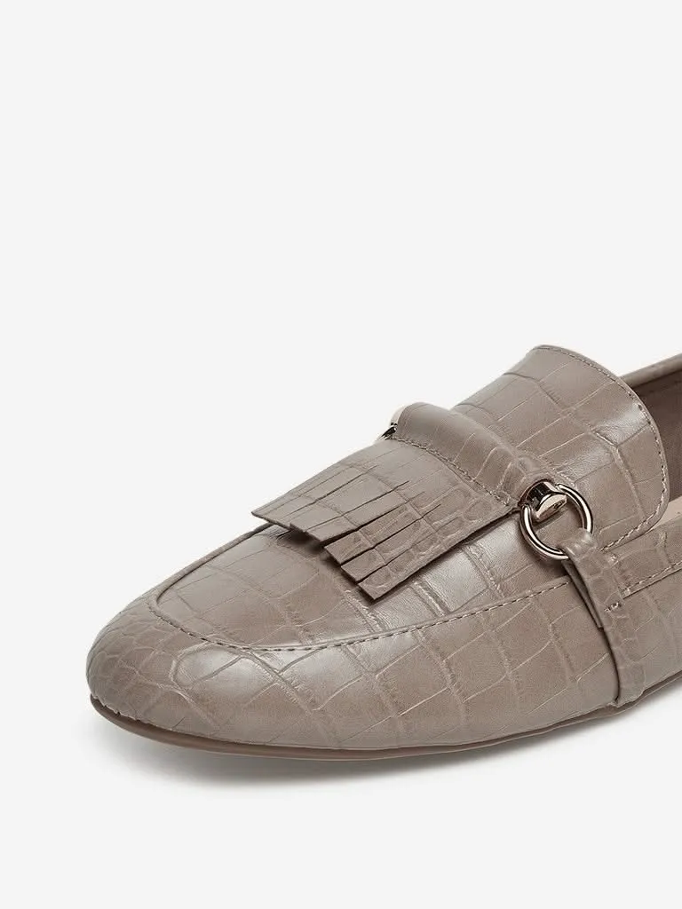 LUNA BLU Taupe Snake Pattern Loafers