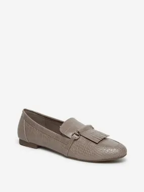 LUNA BLU Taupe Snake Pattern Loafers