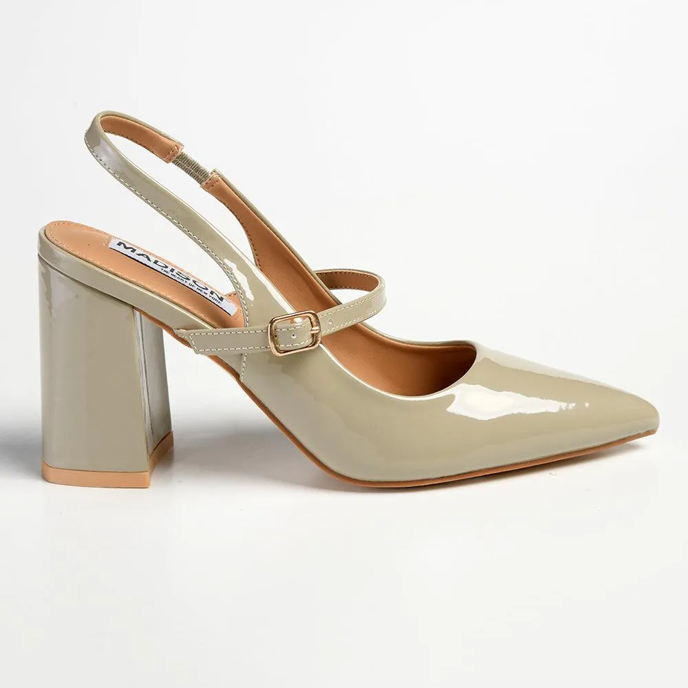 Madison Beckett Block Heel Slingback Sandal - Sage Grey