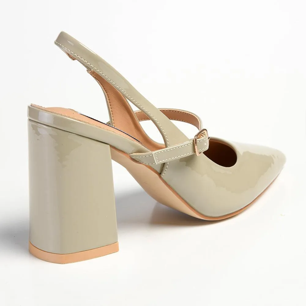 Madison Beckett Block Heel Slingback Sandal - Sage Grey