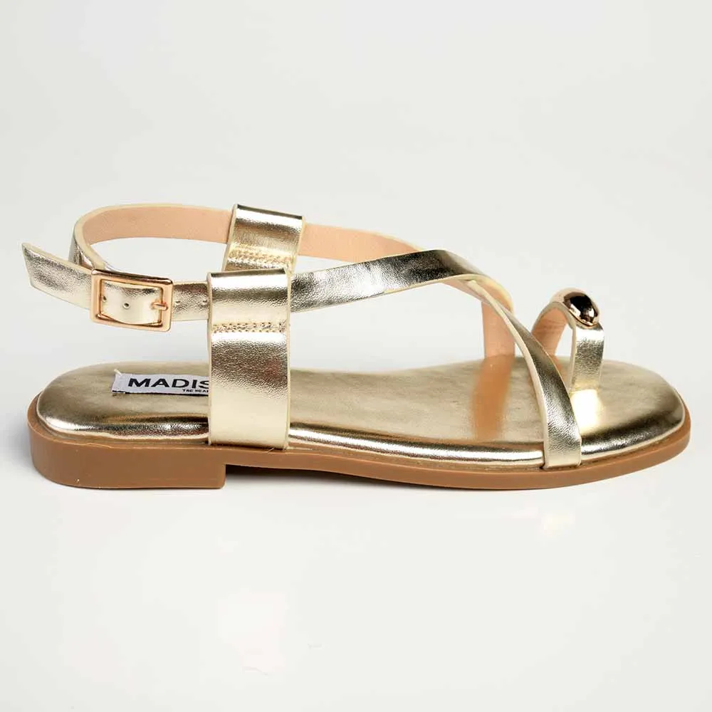 Madison Jenna Toe Ring Flat Sandal - Gold