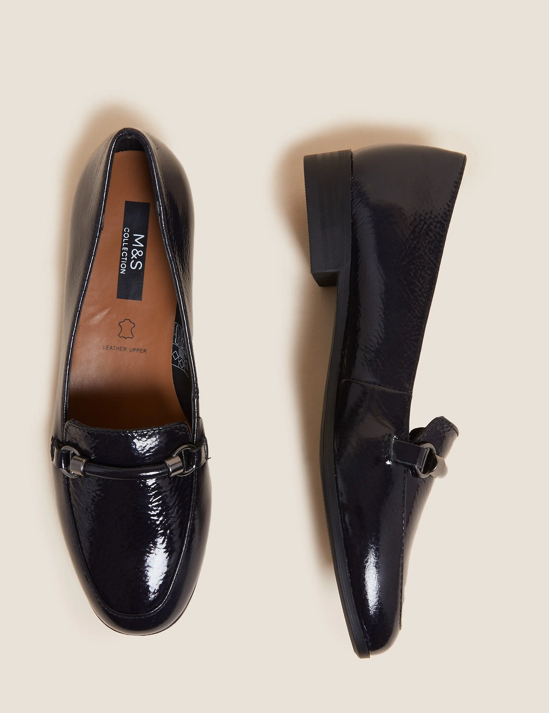 Marks & Spencer Leather Flat Loafers, Navy