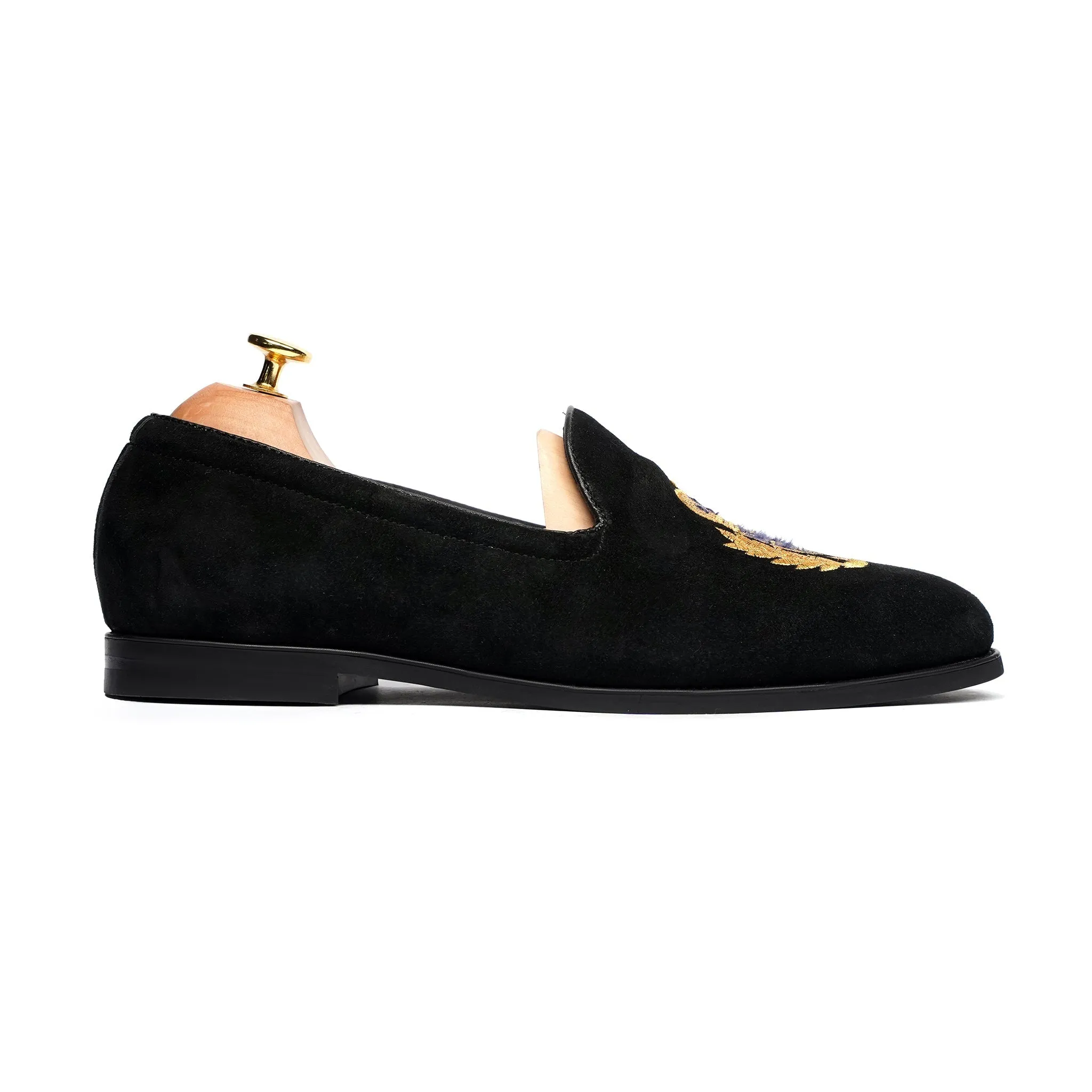 Marsala - Men's Black Kid Suede Loafer