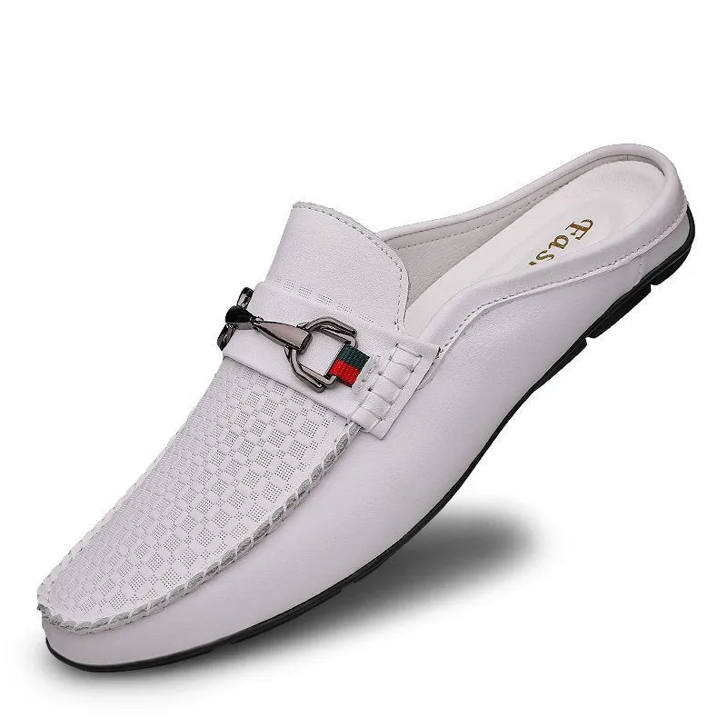 Men's Half-slippers Lazy Slip-on Leather Casual Shoes For Men