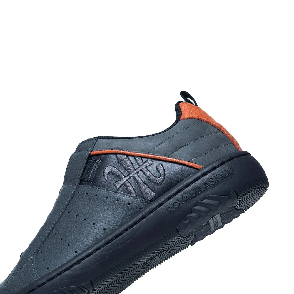 Men's Icon 2.0 Black Gray Orange Logo Leather Sneakers 06514-892