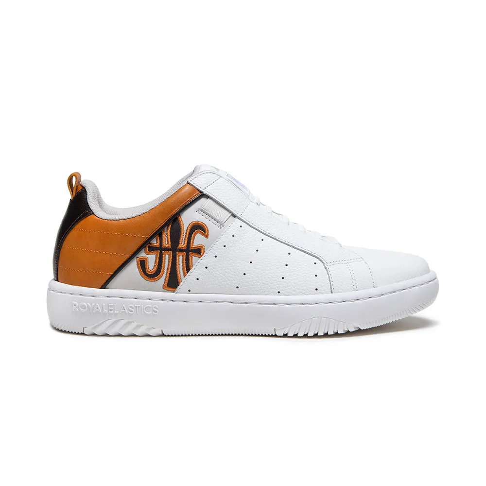 Men's Icon 2.0 White Brown Orange Logo Leather Sneakers 06532-072