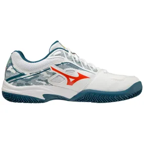 Mizuno Breakshot 3 CC Padel Shoes (Unisex, White/Red/Turquoise)