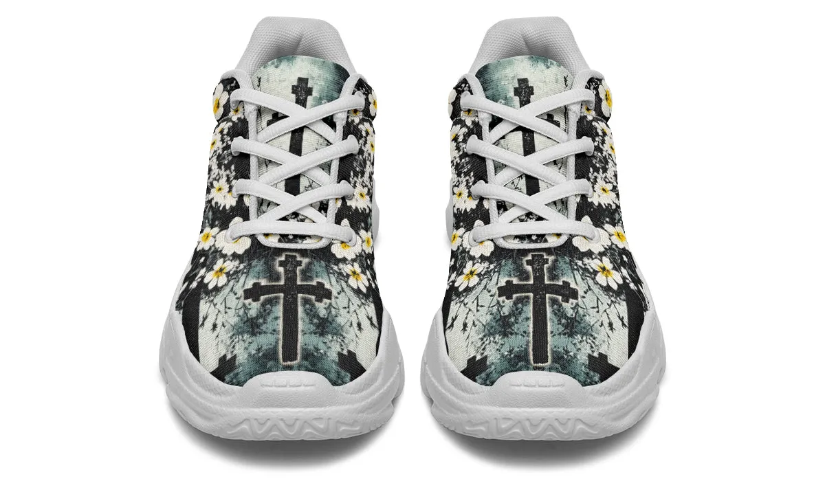 Mourning Petals Chunky Sneakers - Light Breathable and Comfortable Sports Shoes with Platform Soles