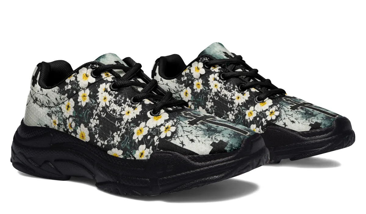 Mourning Petals Chunky Sneakers - Light Breathable and Comfortable Sports Shoes with Platform Soles