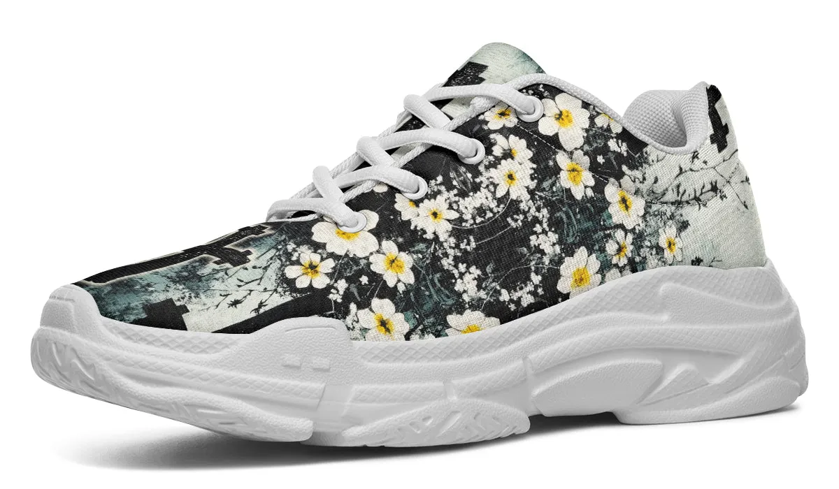 Mourning Petals Chunky Sneakers - Light Breathable and Comfortable Sports Shoes with Platform Soles