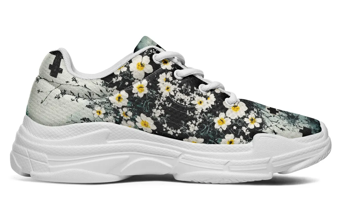 Mourning Petals Chunky Sneakers - Light Breathable and Comfortable Sports Shoes with Platform Soles