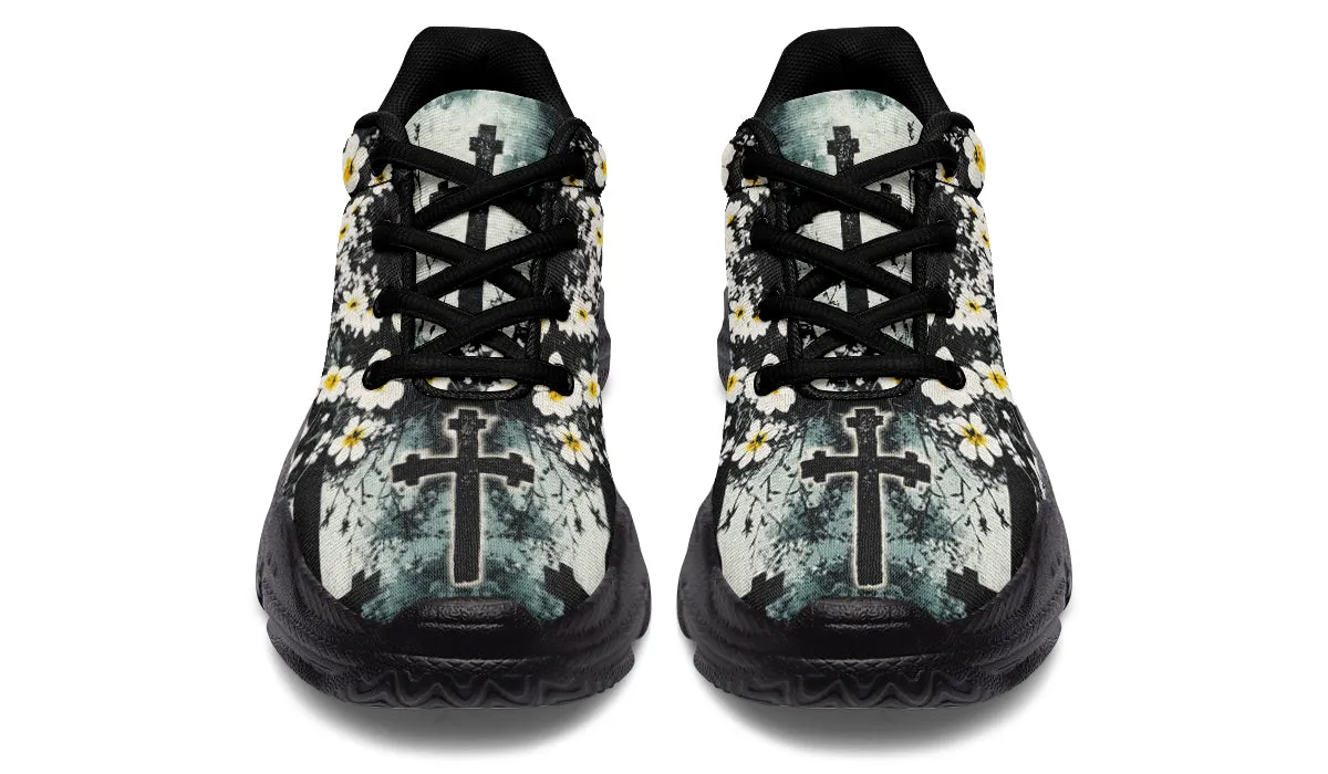 Mourning Petals Chunky Sneakers - Light Breathable and Comfortable Sports Shoes with Platform Soles