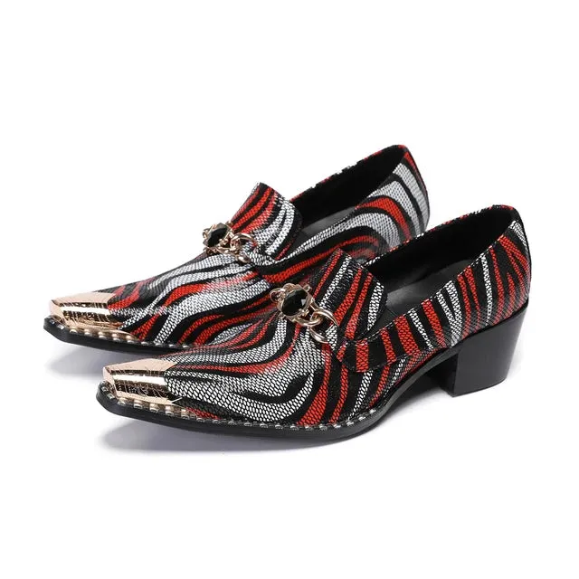 Multicolor Stripe Genuine Leather Loafers