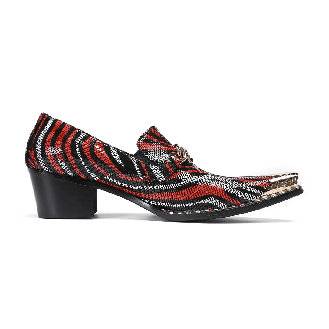 Multicolor Stripe Genuine Leather Loafers