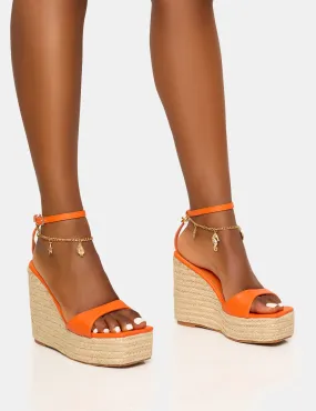 Naya Orange Seashells Anklet Jute Espadrilles Wedge