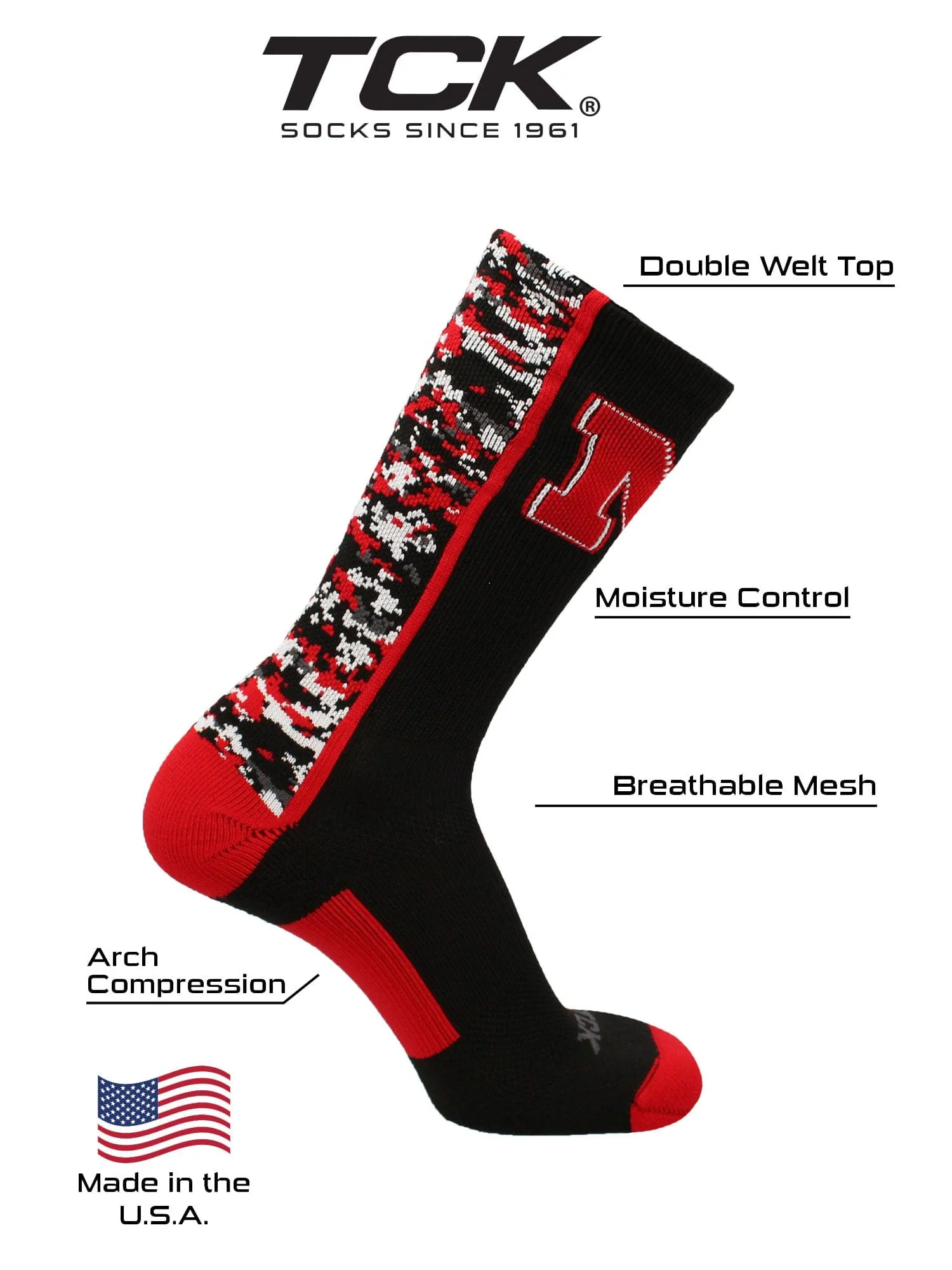 Nebraska Cornhuskers Socks Digital Camo Crew