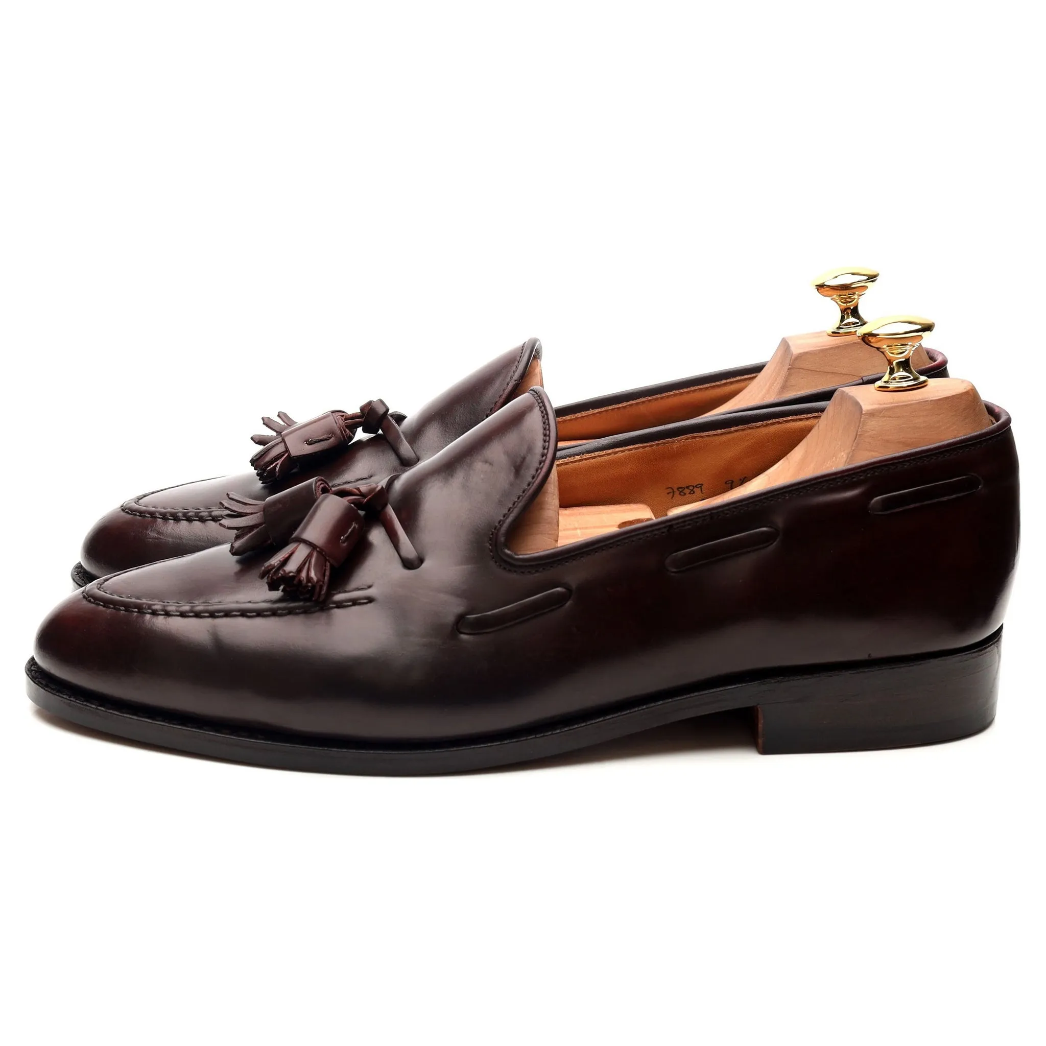 New & Lingwood Burgundy Cordovan Leather Tassel Loafers UK 9.5 E