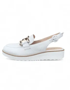 Ozten White Tumble Leather Flats