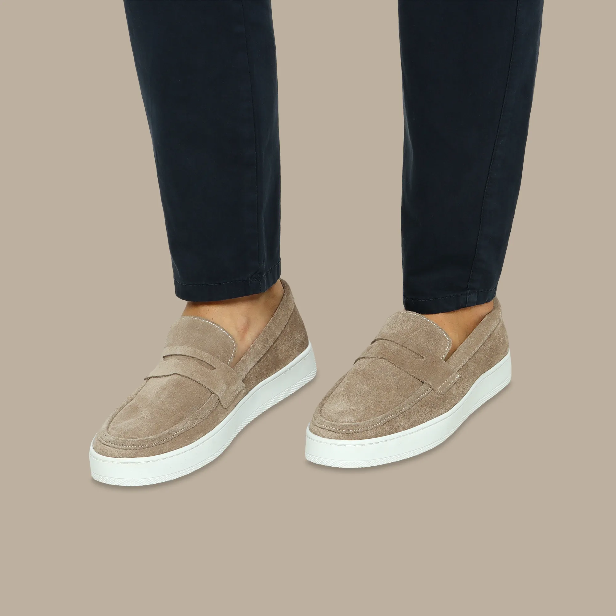 Penny Casual Loafer in Beige Suede