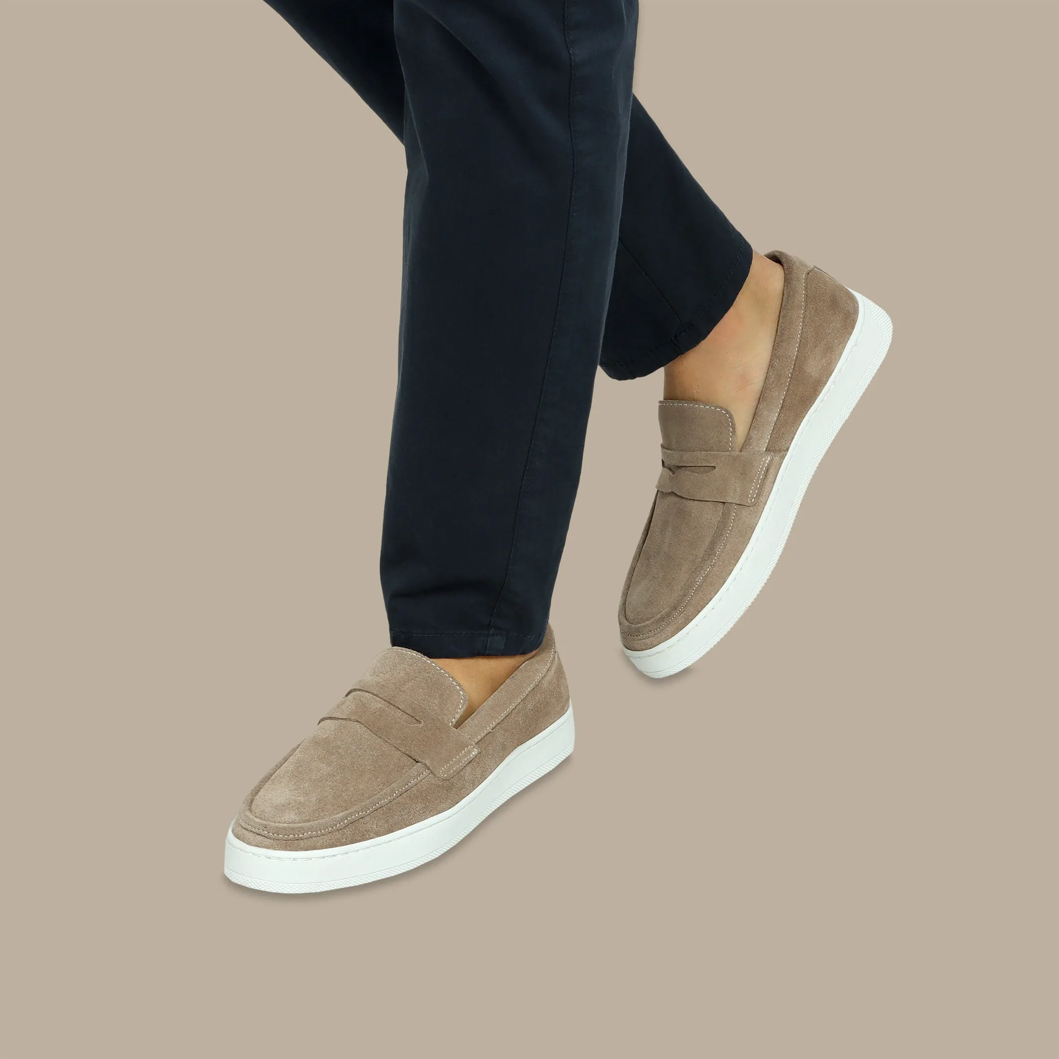 Penny Casual Loafer in Beige Suede