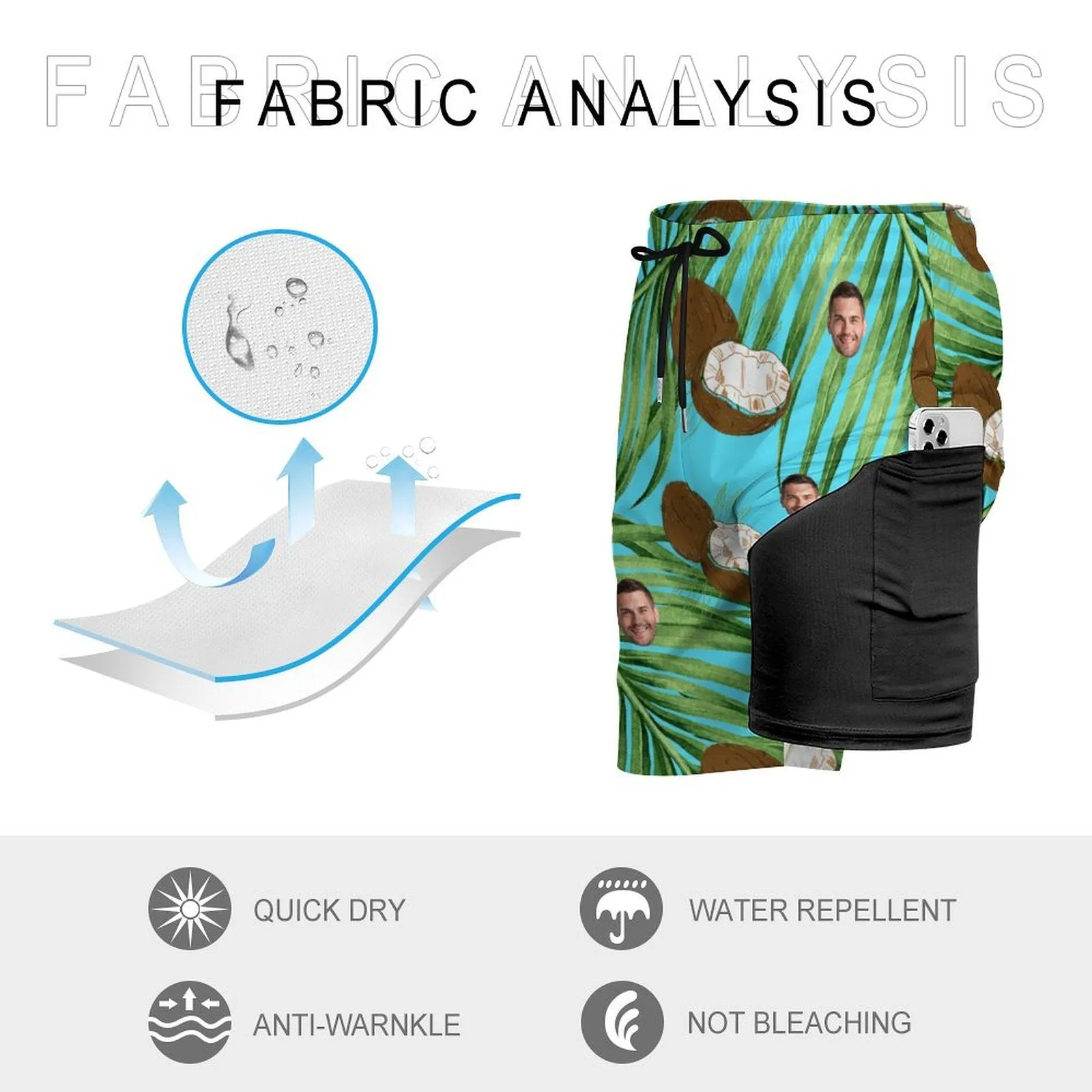 Personalized Face Photo Men's Beach Compression Liner Shorts Summer Trunks