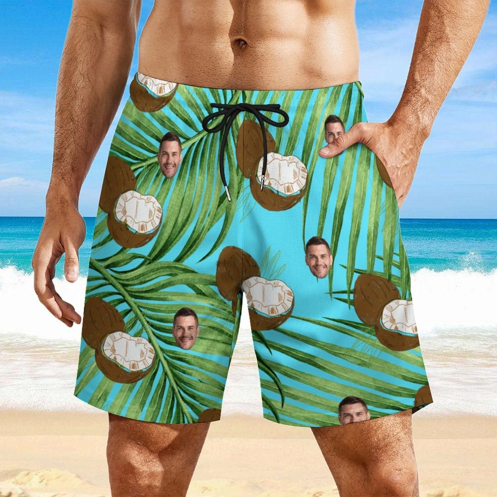 Personalized Face Photo Men's Beach Compression Liner Shorts Summer Trunks