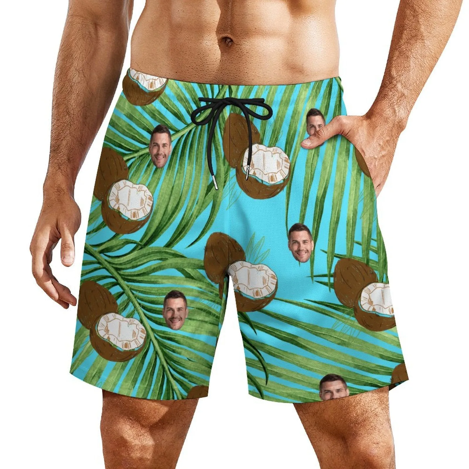 Personalized Face Photo Men's Beach Compression Liner Shorts Summer Trunks