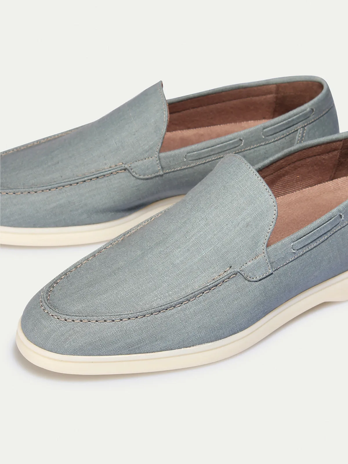 Petrol Linen Yacht Loafers