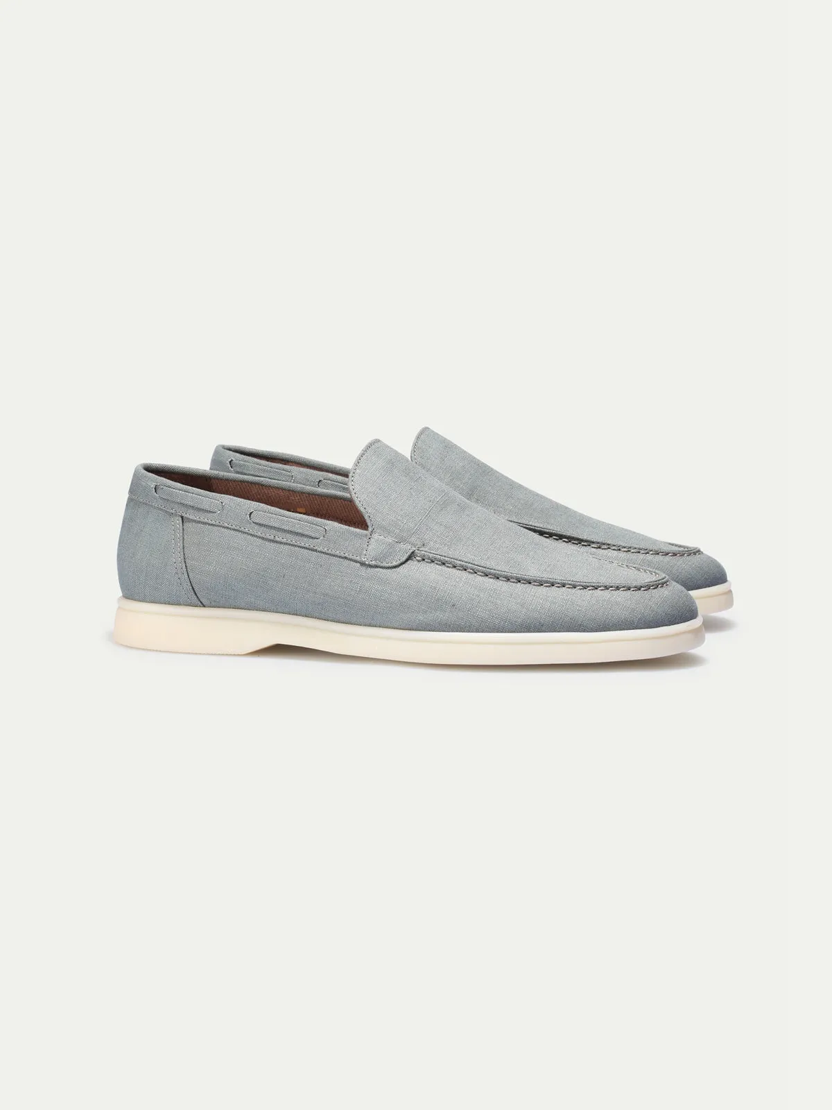 Petrol Linen Yacht Loafers