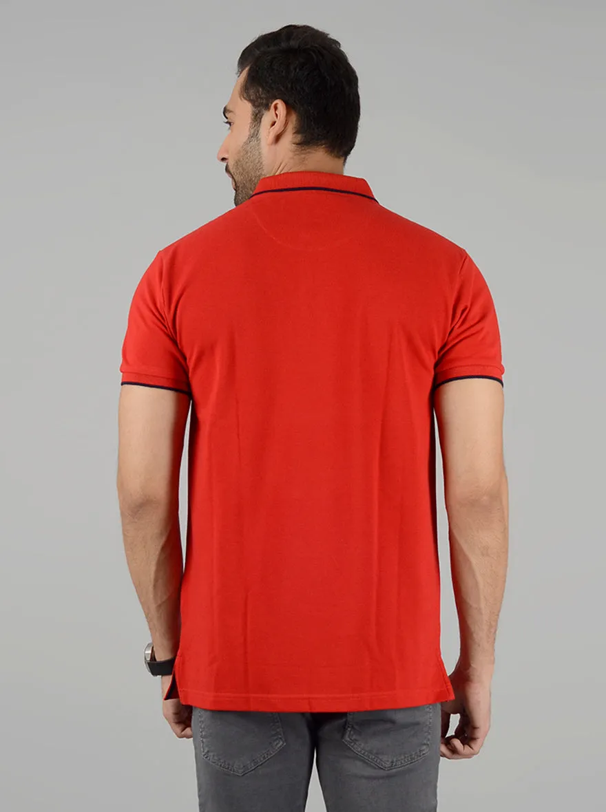 Red Solid Slim Fit Polo T-Shirt | Greenfibre